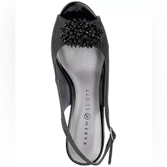 🖤🖤 Karen Scott Womens Breena Peep Toe Slingback Classic Pumps, Black Size 6M - Picture 4 of 6